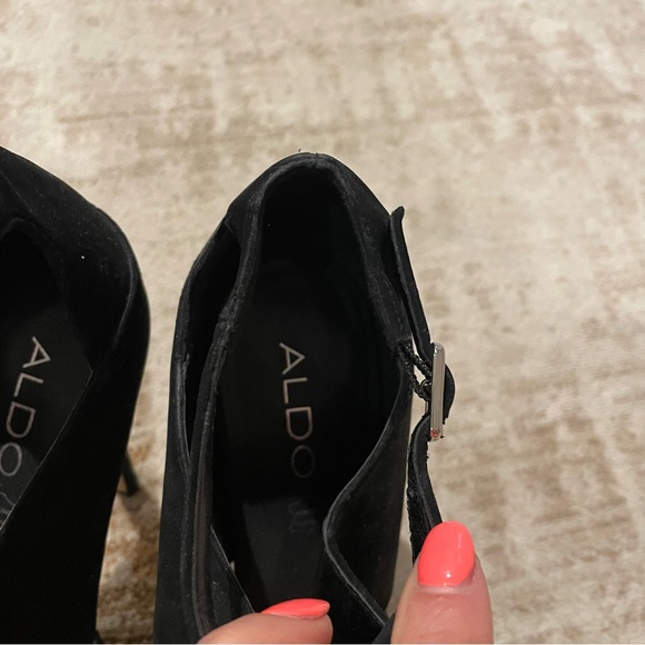 Aldo Black Stiletto platform strappy Heels - Picture 2 of 8